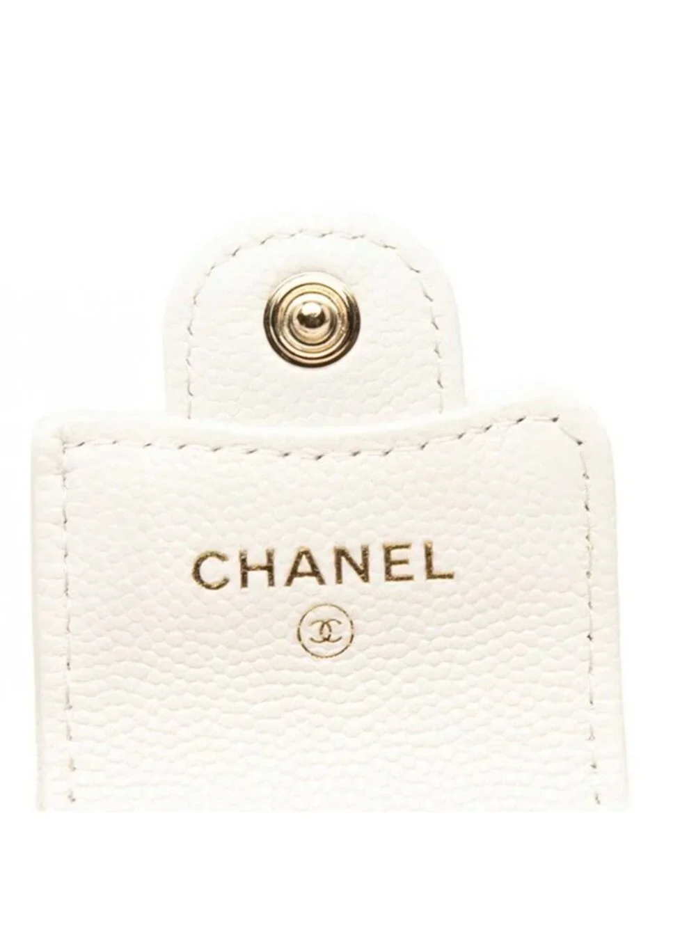 Chanel CC Logo Quilted Airpods Case Earphones Chain Shoulder Bag White Caviar